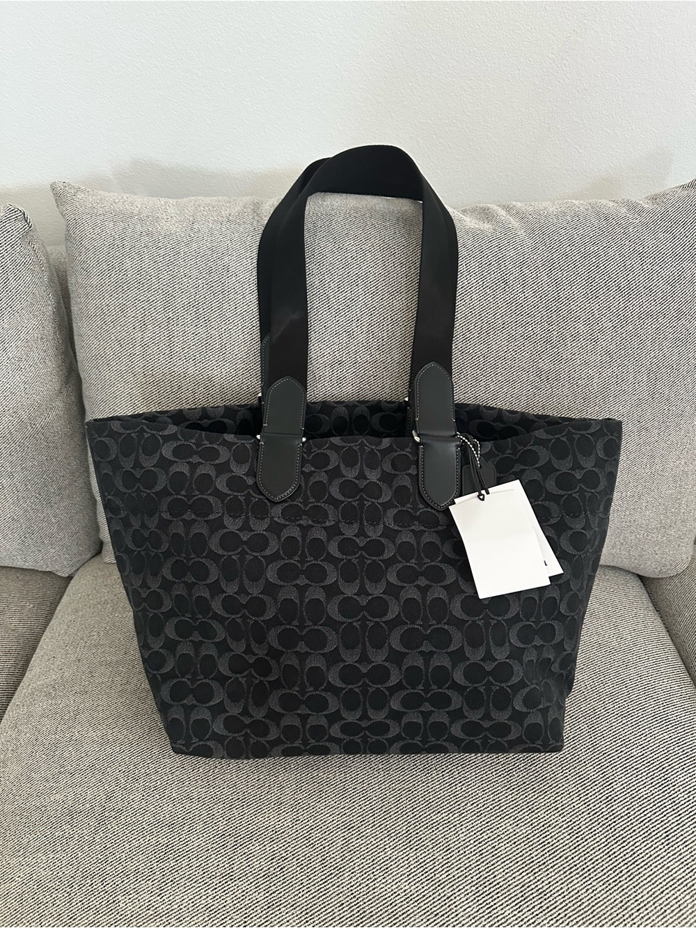 Coach MEN'S Tour Tote Bag In Signature Denim CDF24 Silver/black